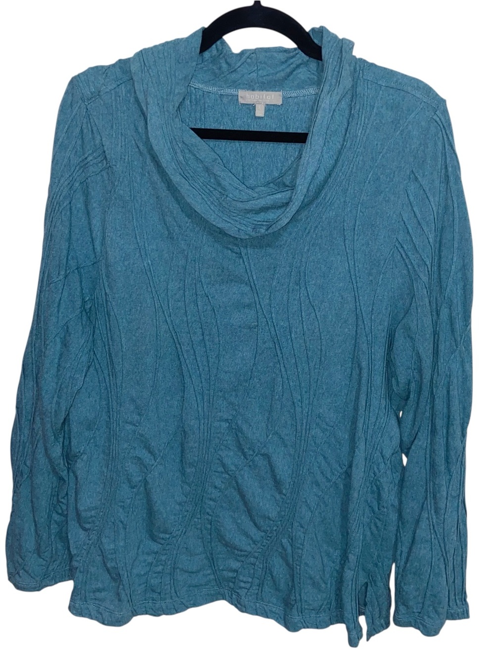 Habitat Tunic Top Womens XL Cowl Textured Boho Artsy Stretch Lagenlook Shirt